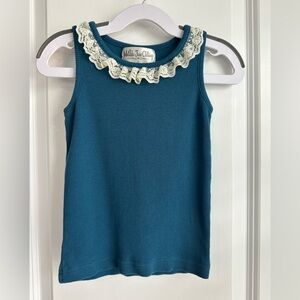 Matilda Jane Girls Lace Trim Ribbed Tank Blue (Size 4)